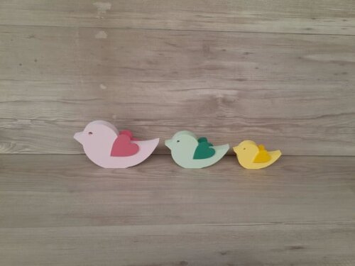 Trio de Passarinhos de Mesa em mdf