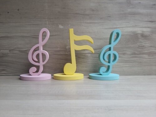 Trio Notas Musicais em mdf - Peça de Mesa