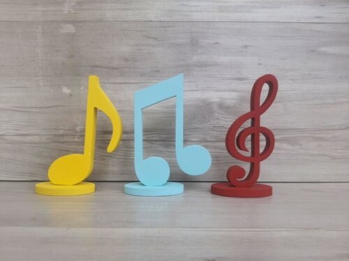 Trio Notas Musicais em mdf - Peça de Mesa - 15 cm