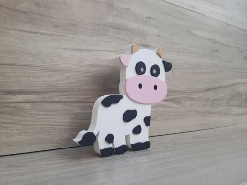 Vaquinha de Mesa em mdf - Decoração Fazendinha - 15 cm