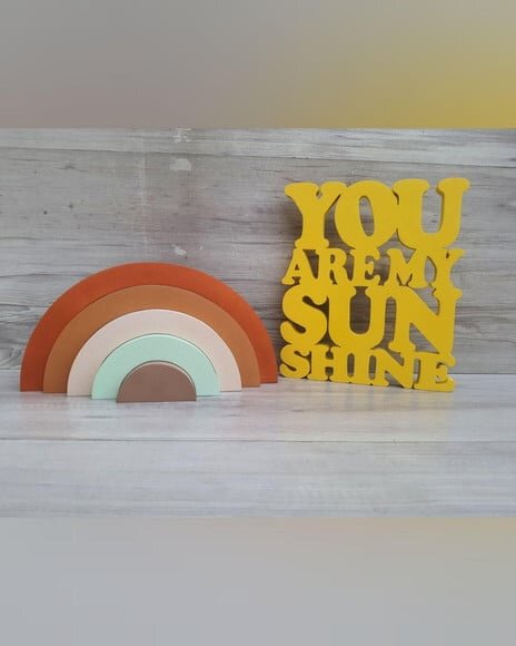 You Are My Sunshine + Arco Íris 5 Arcos - Peças Mesa em mdf