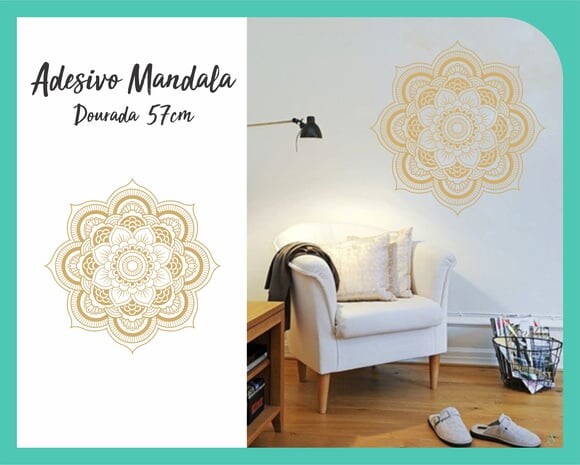 Adesivo de Mandala 57cm - Dourada