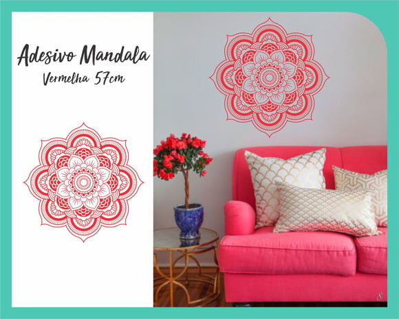 Adesivo de Mandala 57cm - Vermelha