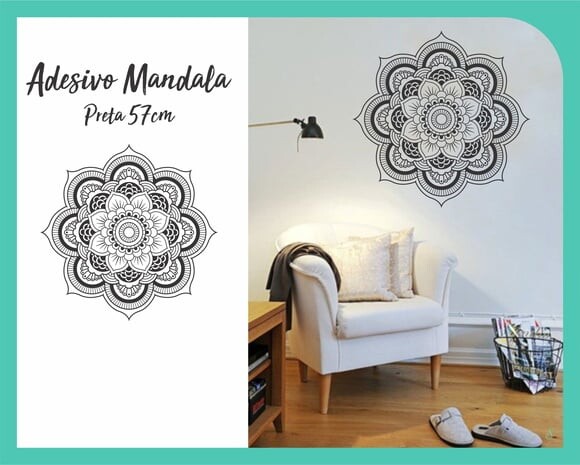 Adesivo de Mandala 57cm - Preta