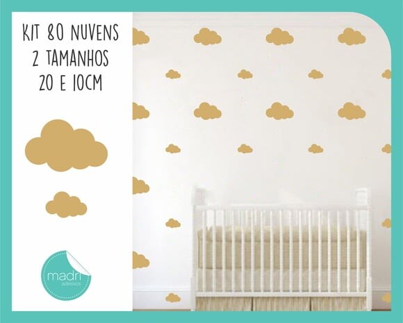 Adesivo de Nuvens - 2 Tamanhos 20 e 10 cm