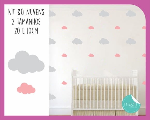 Adesivo de Nuvens - 2 Tamanhos 20 e 10 cm