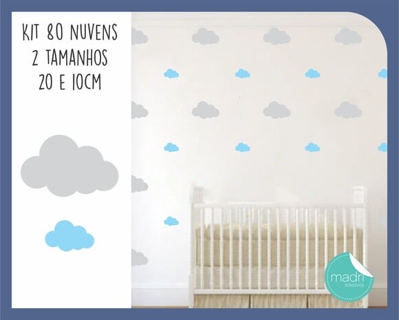 Adesivo de Nuvens - 2 Tamanhos 20 e 10 cm