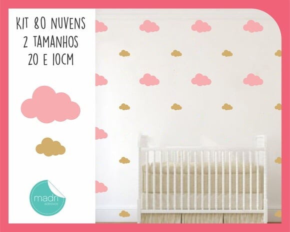 Adesivo de Nuvens - 2 Tamanhos 20 e 10 cm