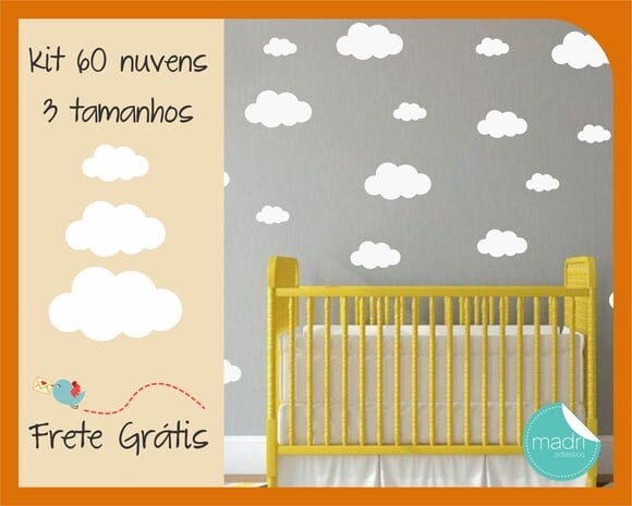Adesivo de Nuvens - 3 Tamanhos - 60 Unidades