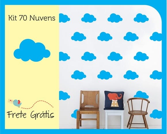 Adesivo de Nuvens - Azul Céu - 9cm