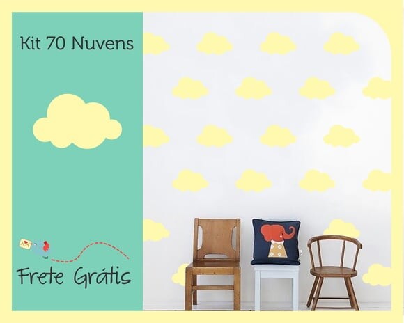 Adesivo de Nuvens - Bege - 9cm