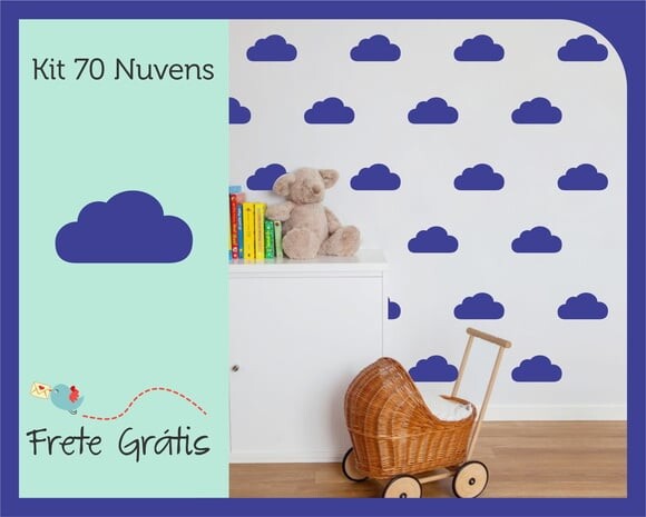 Adesivo de Nuvens - Azul Noturno *10cm*