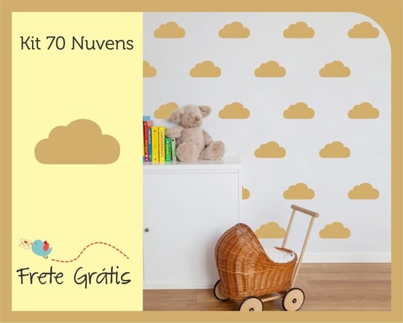 Adesivo de Nuvens - Dourado *10cm*