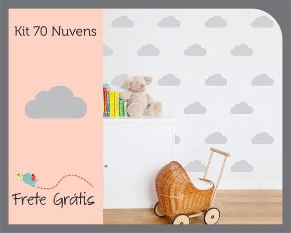 Adesivo de Nuvens - Cinza Claro *10cm*