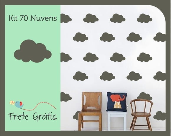Adesivo de Nuvens - Grafite - 9cm