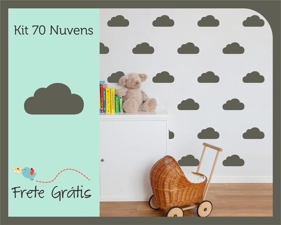 Adesivo de Nuvens - Grafite *10cm*