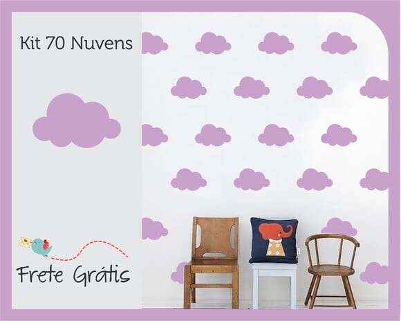 Adesivo de Nuvens - Lilás - 9cm