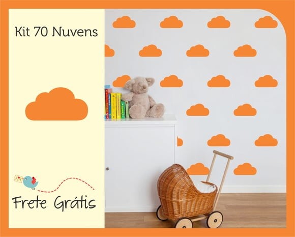 Adesivo de Nuvens - Laranja *10cm*