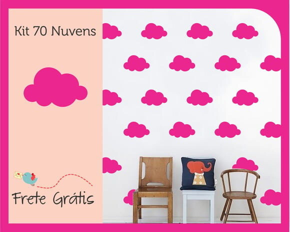 Adesivo de Nuvens - Rosa Pink - 9cm
