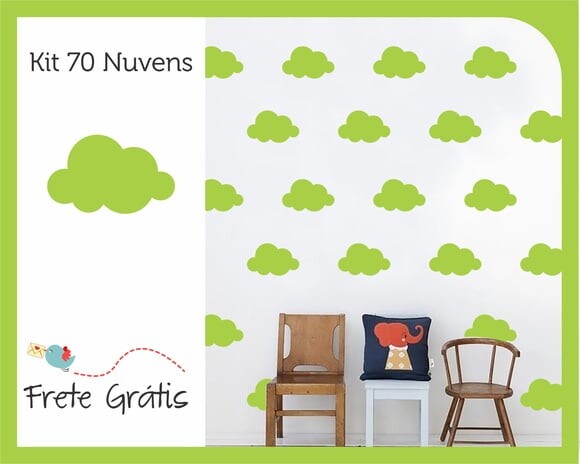 Adesivo de Nuvens - Verde - 9cm