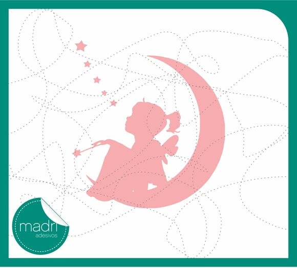 Adesivo de parede - Menina na Lua