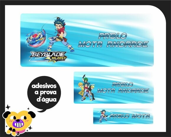 Adesivo Escolar - Beyblade - 100 Unid