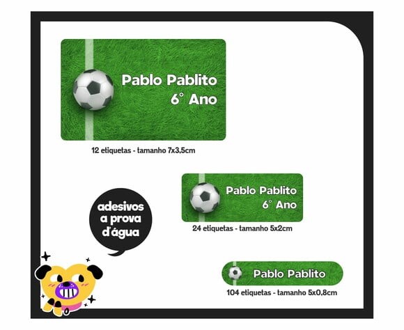 Adesivo escolar - FUTEBOL - 140 unidades
