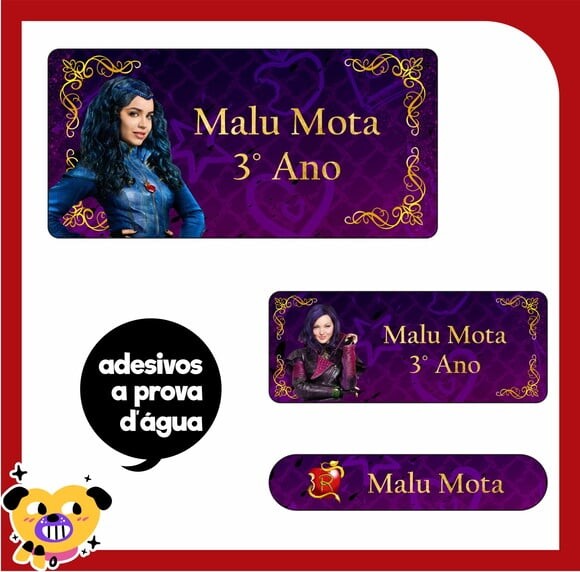 Adesivo Escolar - Descendentes - 140 Unidades