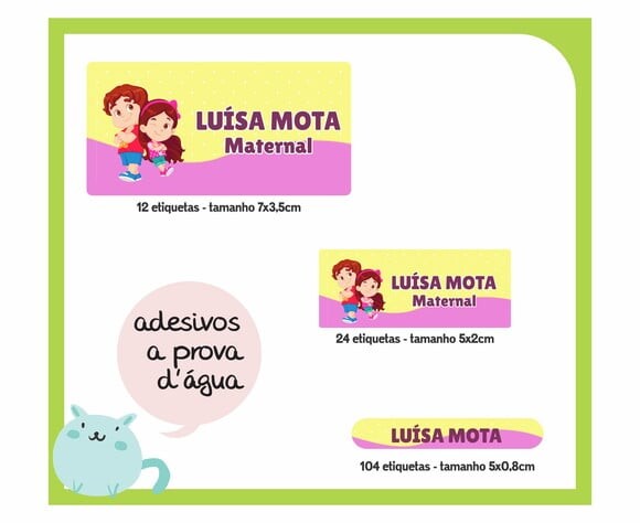 Adesivo escolar - MARIA CLARA E JP - 140 unidades