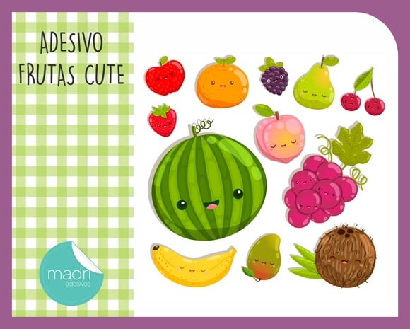 Adesivo Kit Frutas Cute
