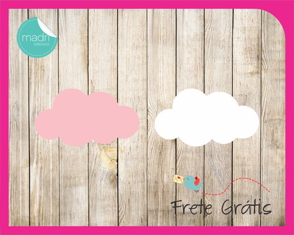 Adesivo Nuvens - 15x8,5 cm - Rosa e Branco