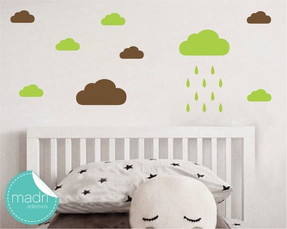Adesivo Nuvens com Chuva - Kit 50 Unid