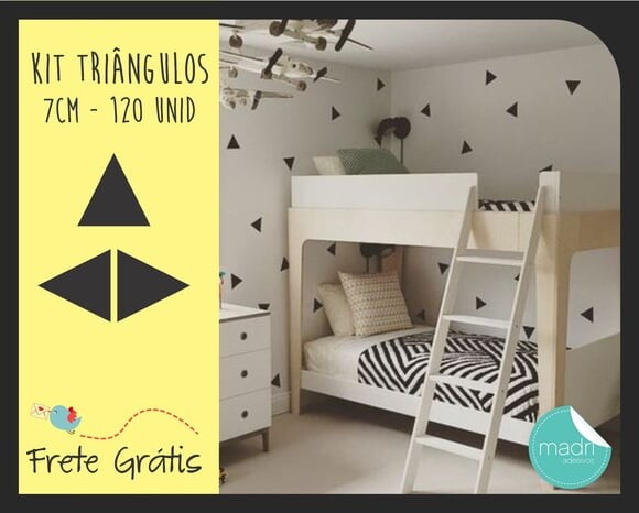 Adesivo Triângulos 7cm - 120 Unidades