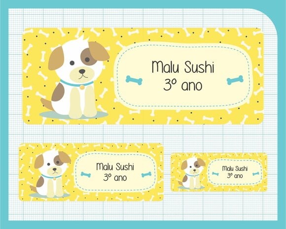 Etiqueta Escolar - Dog Cute - 100 Unid
