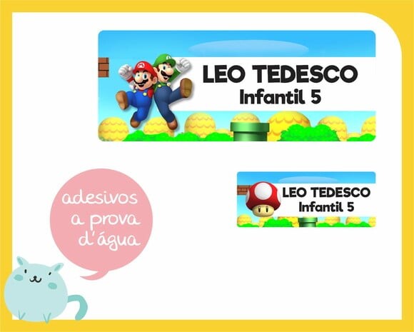 Etiqueta Escolar - Kit Plus - 140 Unid - Mario Bros