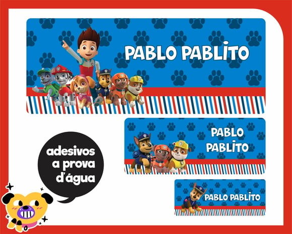 Etiqueta Escolar - Patrulha Canina - 100 unid
