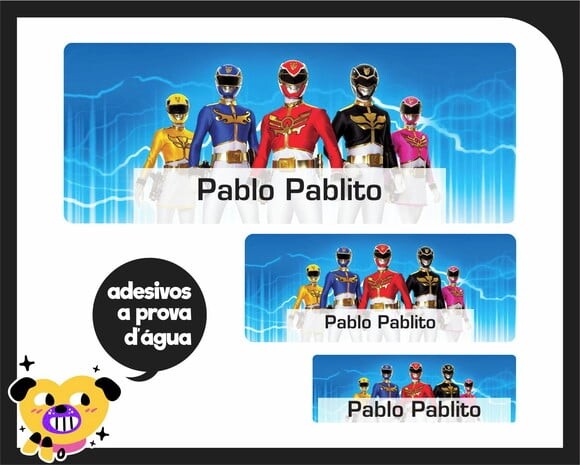 Etiqueta Escolar - Power Rangers - 100 unid