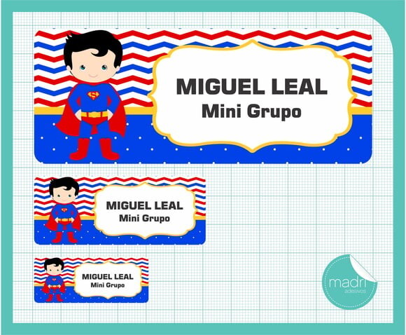 Etiqueta Escolar - Superman - 100 Unid