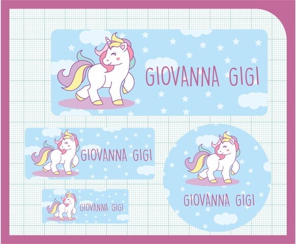Etiqueta Escolar 120un - Unicornio