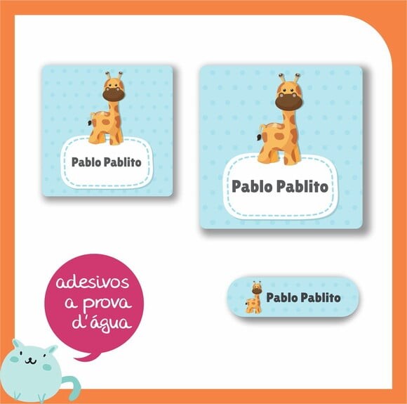 Etiqueta Escolar Girafa Cute - 58 Unidades