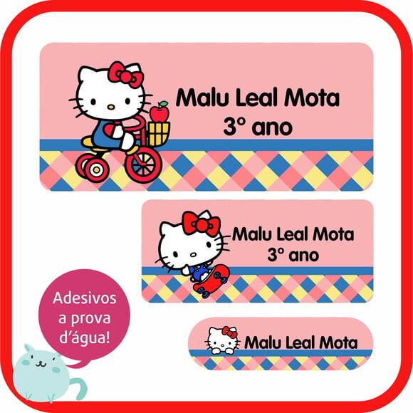 Etiqueta Escolar Hello Kitty - 80 Unidades