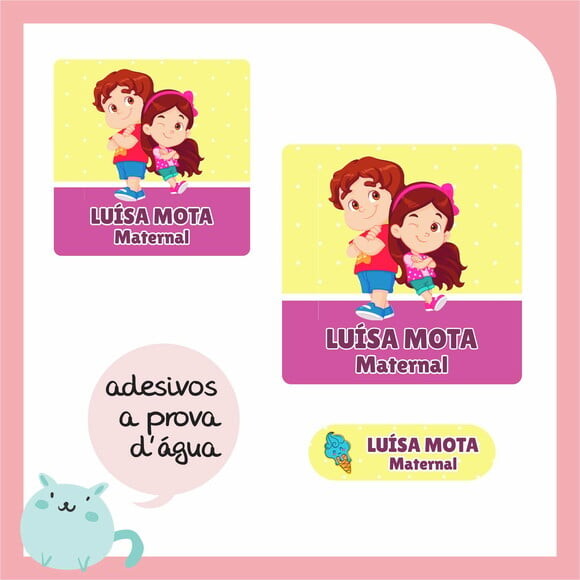 Etiqueta Escolar Maria Clara e Jp - Volta às Aulas