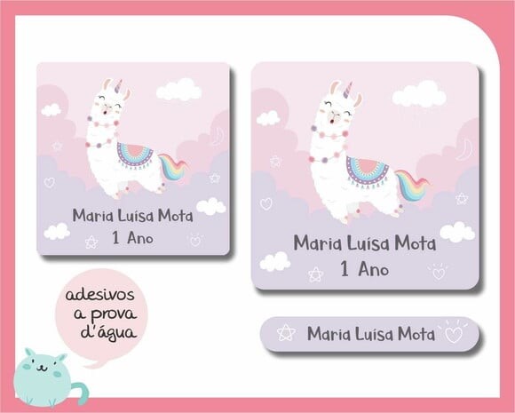 Etiqueta Escolar Lhama Fofa - 60 Unid