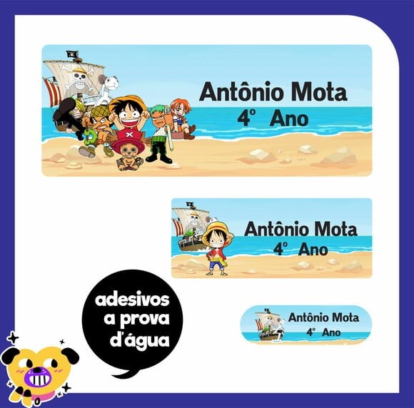 Etiqueta Escolar One Piece - 130 Unidades