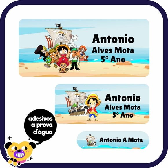 Etiqueta Escolar One Piece - 130 Unidades
