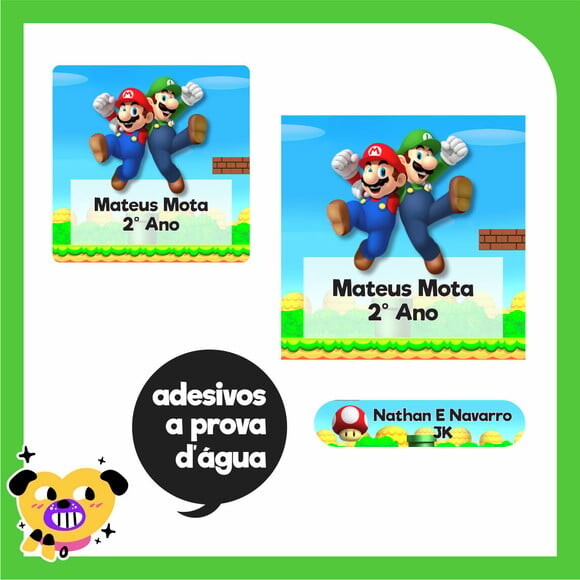 Etiqueta Escolar Super Mario - 60 Unid'