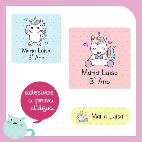 Etiqueta Escolar Unicórnio - Volta às Aulas