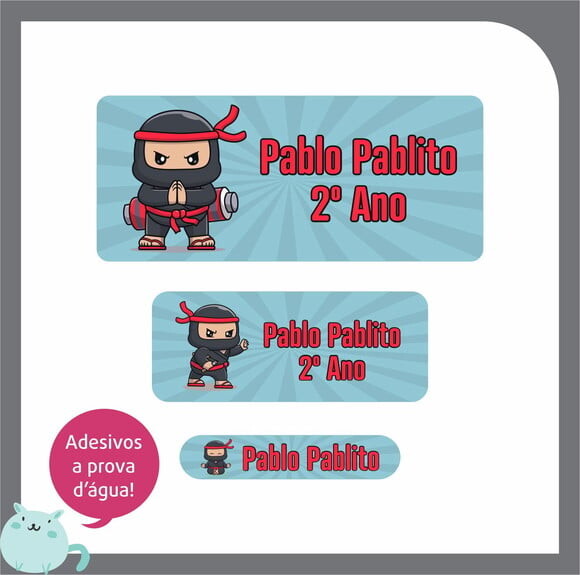 Etiquetas Escolares Ninja - Prova D´água - 86 Unid