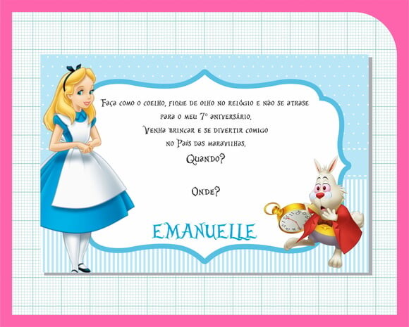 Kit Convite + Adesivos - Alice