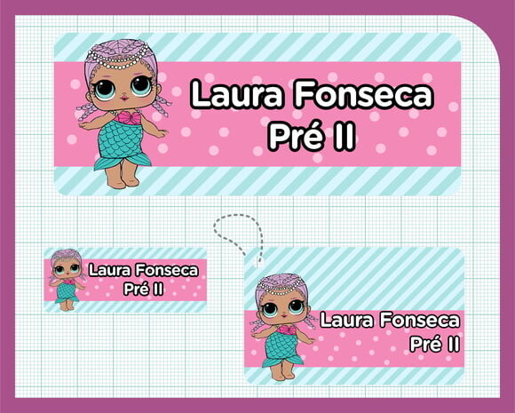 Kit Escolar - Lol Surprise Merbaby - Adesivos + Tag